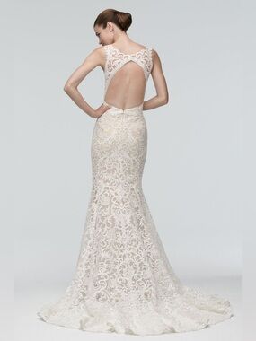 Brand New Watters Georgia Ivory Lace Open-Back Gown